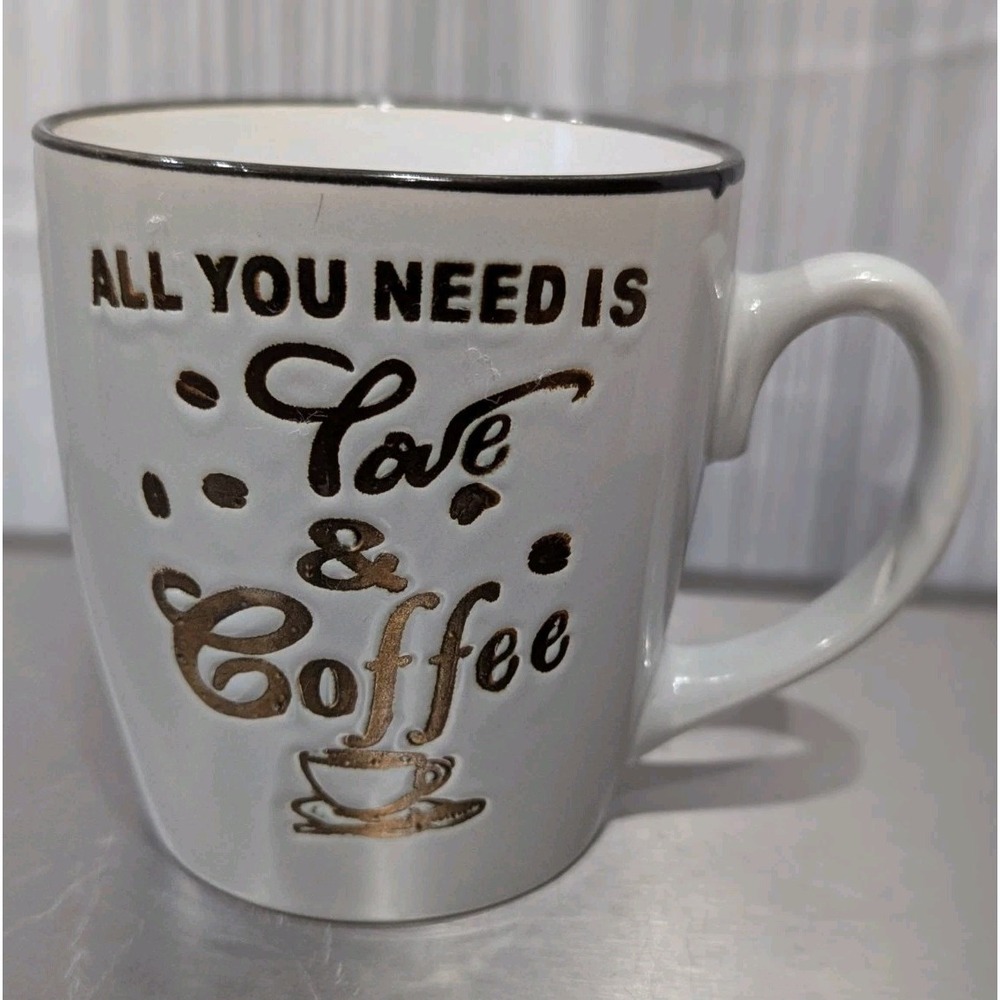 Royal Norfolk "All You Nees Is Love And‎ Coffee" 16 oz Gray Mug